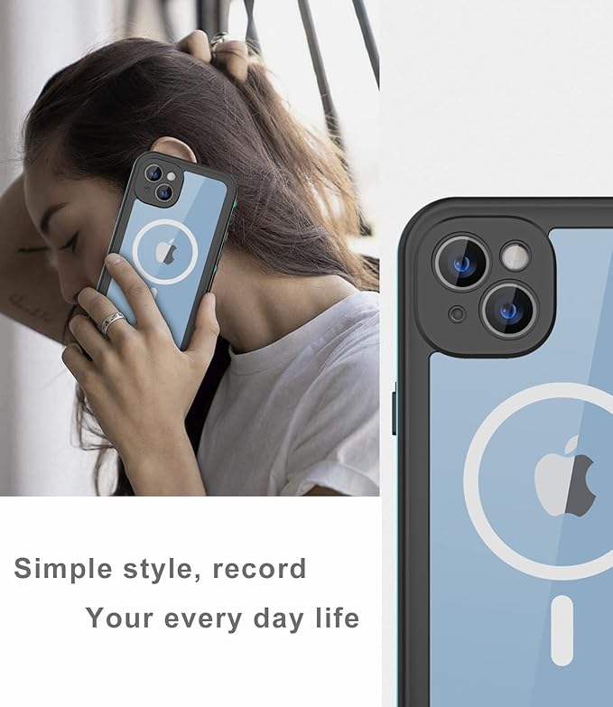 for iPhone 14 Plus Waterproof Case - Shockproof, Dustproof, Built-in Screen Protector, Magnetic Ring, 6.7" (Teal)