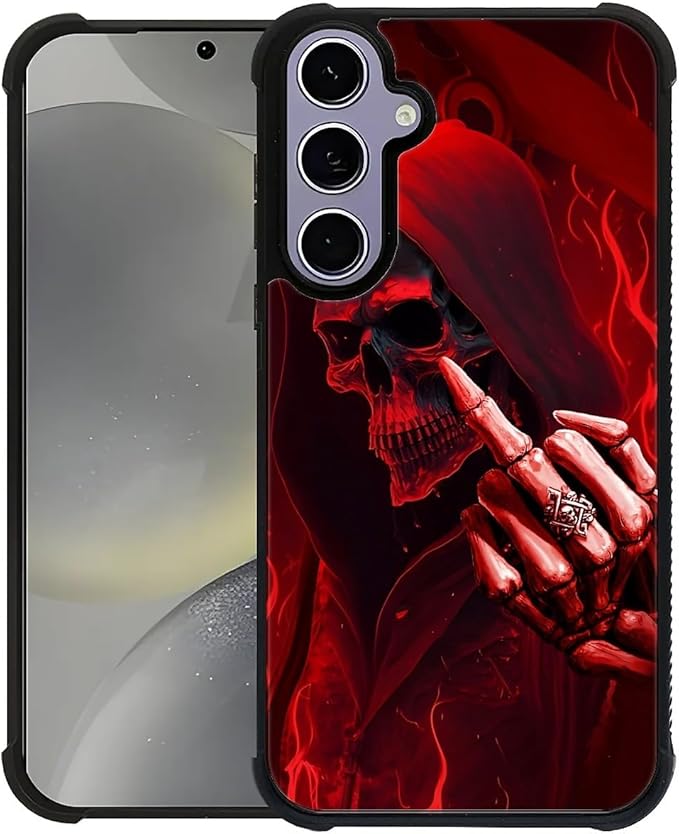 for Samsung Galaxy S24 S25 Case, Gestures Funny Skull Pattern Graphic Design Girl Boy Soft Silicone Hard Acrylic Shock Protection for Samsung Galaxy S24 S25