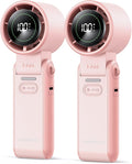 KIMMOO 2 Pack Pink Portable Handheld Turbo Fan-100 Speeds,Powerful 20000 RPM, 12Hrs Cooling, USB Rechargeable Mini Hand Held Personal Fan for Travel Makeup Outdoor Indoor