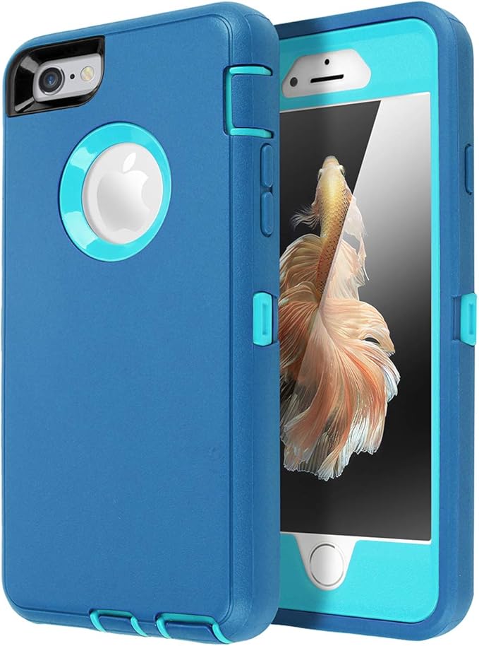 AICase iPhone 6 Case, iPhone 6S Case [Heavy Duty] Built-in Screen Protector Tough 3 in 1 Rugged Shockproof Cover for Apple iPhone 6/6S (Ocean Blue/Aqua Blue)