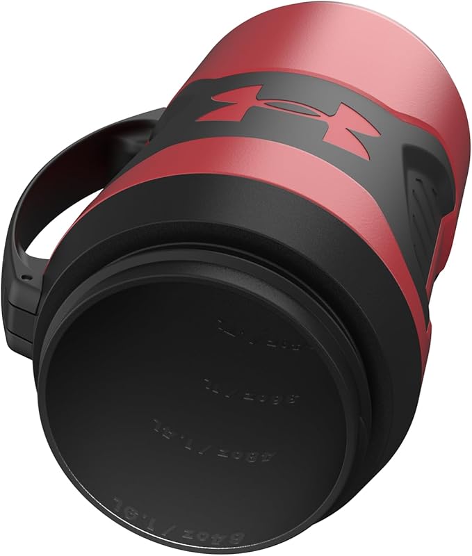 Under Armour Half Gallon Water Bottle Insulated, 64oz Insulated Water Bottle with Handle, Fence Hook, Leak Resistant, for Baseball, Football & More - Red/Black
