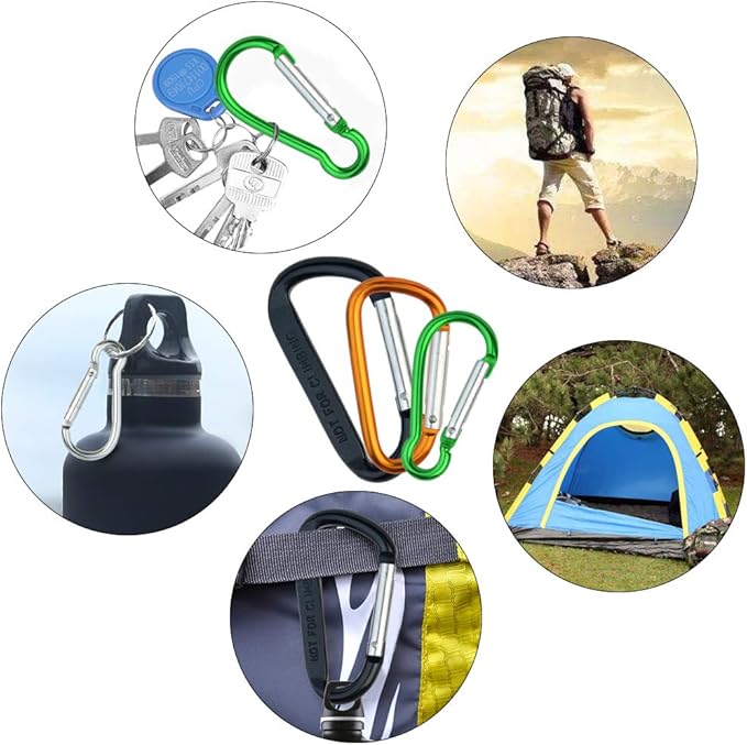 20 Pack Carabiners Clips with Keychain D Ring Caribeaner Clip Hook for Backpack Water Bottle Key Home RV Outdoor Small Item (3 Style)
