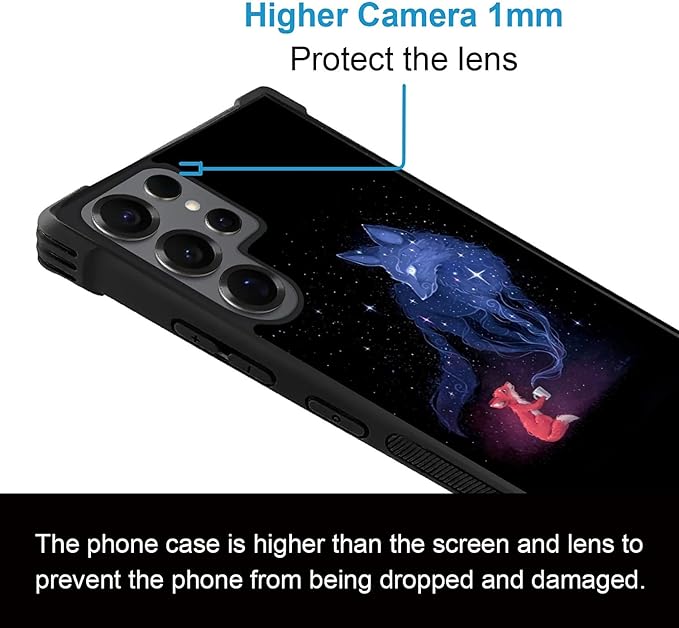 for Samsung Galaxy S25 Ultra Case,Graphic Design for Girl Boy Soft Silicone Hard Acrylic Shock Protection Designed for Samsung Galaxy S25 Ultra Galaxy Fox Wolf Pattern