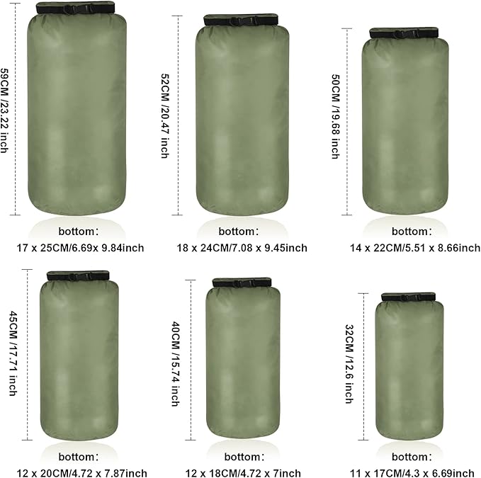 Shappy 6 Pcs Waterproof Dry Bag Set Ultralight Stuff Sack 20/15/10/8/5/3L Backpacking Bag with Long Adjustable Strap Outdoor Keep Gear Dry Sack for Camping Kayaking Boating Hiking Travel