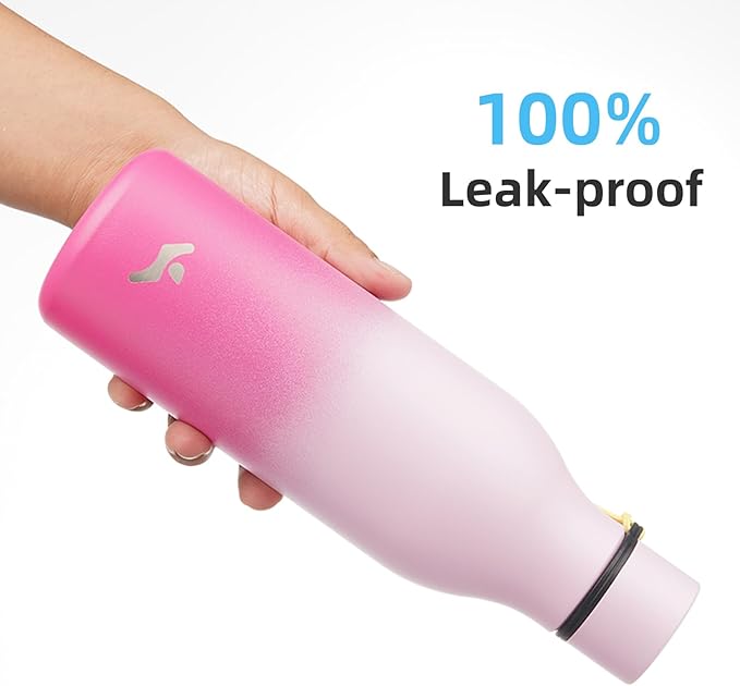 Konokyo Insulated Water Bottle with Strap,18 oz Double Wall Stainless Steel Vacuum Bottles Metal Water Flask,Cherry