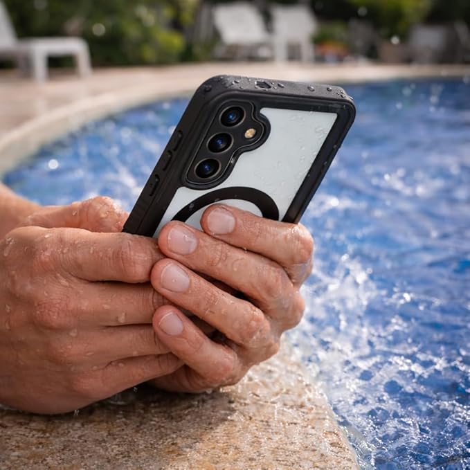 ENCASED Waterproof Case Designed for Samsung Galaxy S26 (IP68) Full Body Protective Phone Case with Screen Protector Built-in (Clear/Black)