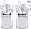2-Pack 33oz (1L) Collapsible Water Bottles with Mountaineering Buckle, BPA-Free Foldable Travel Bottle for Camping Hiking Running Cycling Mountaineering - Compatible With All 28mm Thread Water Filter