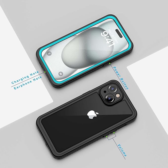 Lanhiem for iPhone 15 Plus Case, IP68 Waterproof Dustproof Shockproof Cases with Built-in Screen Protector, 360 Full Body Protective Front and Back Cover for iPhone 15 Plus - 6.7 inch (Blue)