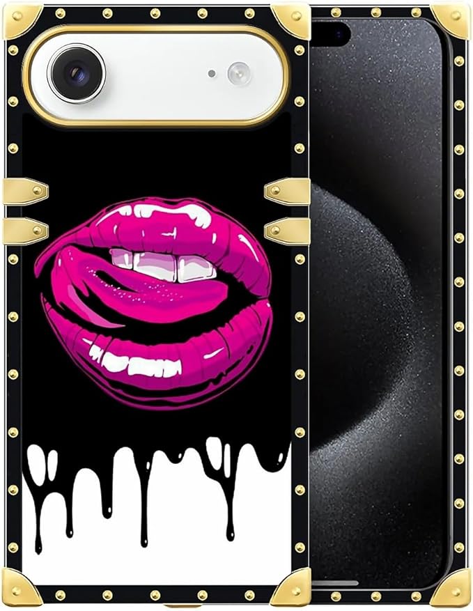 for iPhone 17 Air Case Luxury Golden Decoration for Girl Women Soft TPU Shockproof Protective Hard PC Back for iPhone 17 Air Crazy Pattern Black White Red Slap Sexy
