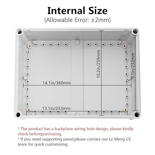 LeMotech Junction Box IP67 Waterproof Dustproof ABS Plastic Project Box for Electrical Outdoor Enclosure Gray 15 x 11 x 7.1 inch (380 x 280 x 180 mm)
