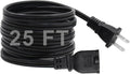 25 FT 2 Prong Extension Cord, 18AWG SPT-2 Indoor Male to Female Power Cord ETL Listed Extra Long Extension Cords, Flexible & Thin Design for Home Office Use, 10A 1250W, Polarized Plug, Black