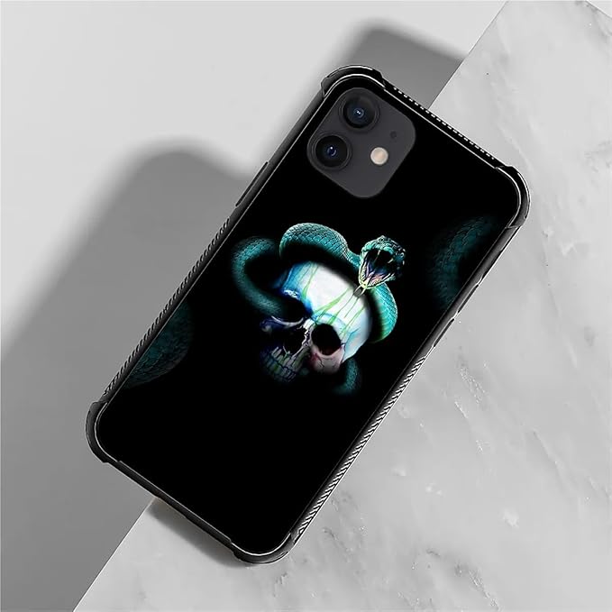for iPhone 12 Mini Case, Skeleton Winding Snake Pattern Graphic Design Girl Boy Soft Silicone Hard Acrylic Shock Protection for iPhone 12 Mini