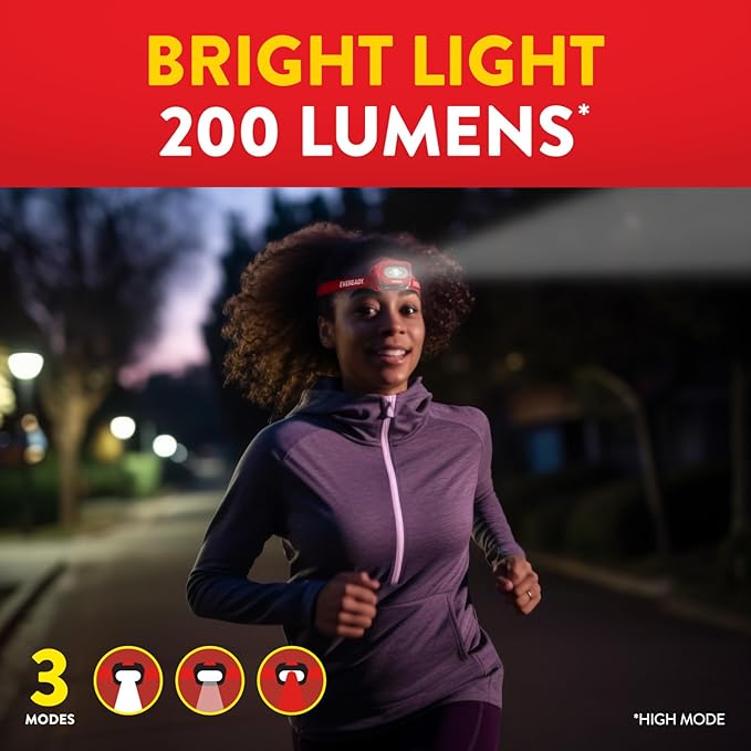 Eveready X200 LED Rechargeable Headlamps (2-Pack), Super Bright IPX4 Water Resistant Head Lights for Running, Camping, Emergency, Outdoors (USB Cable Included)