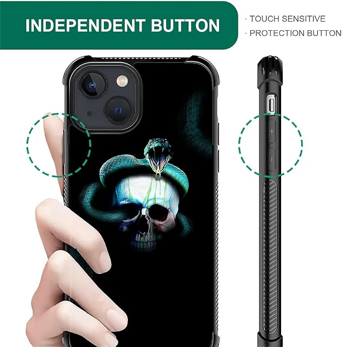for iPhone 15 Case, Skeleton Winding Snake Pattern Graphic Design Girl Boy Soft Silicone Hard Acrylic Shock Protection for iPhone 15