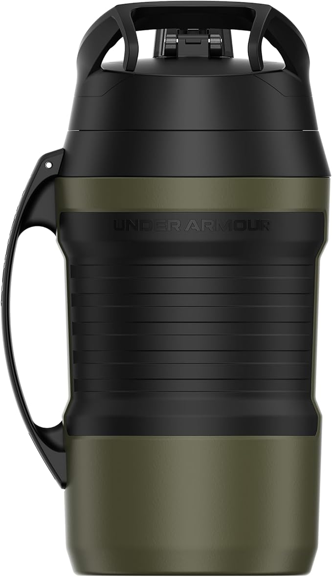 Under Armour Half Gallon Water Bottle Insulated, 64oz Insulated Water Bottle with Handle, Fence Hook, Leak Resistant, for Baseball, Football & More - Marine OD Green