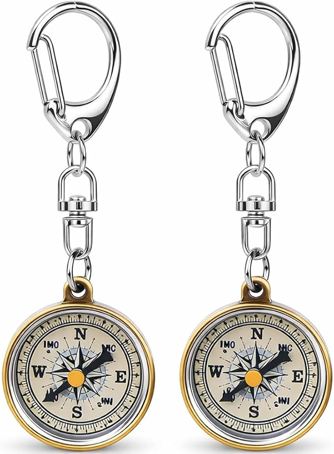 Pocket 2Pcs Outdoor Keychain Keychain for Camping Navigation Direction Tool