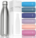 WATERSY Stainless Steel water bottles,17oz/500ml Insulated Water Bottles,Sliver metal water bottle Keeps Drink Cold and Hot,BPA Free kids water bottles for School,Gym,Travel,Sports