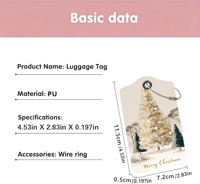 2 Pack Christmas Tree Luggage Tags for Suitcases, Festive Evergreen Travel ID Tags with Privacy Cover, PU Leather Bag Identifiers, Spring & Summer Vacation Essentials, Mother's Day