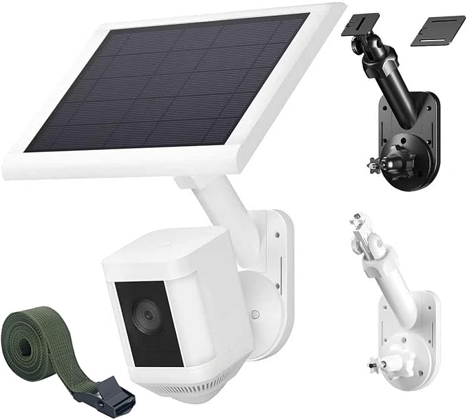 Wall Mount for Cameras and Solar Panels, 2-in-1 Mount Compatible with Ring, Blink, Eufy, Arlo, Wyze, etc Solar Panel and Cam, with Ring Stick Up Cam/Spotlight Cam/Plus/Pro(Battery), Adjustable Angle