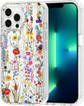 MOSNOVO Case for iPhone 13 Pro Max, [Buffertech 6.6ft Military-Grade Drop Protection] [Anti Peel Off Tech] Clear TPU Bumper Phone Case Cover Design - Wildflower Meadow