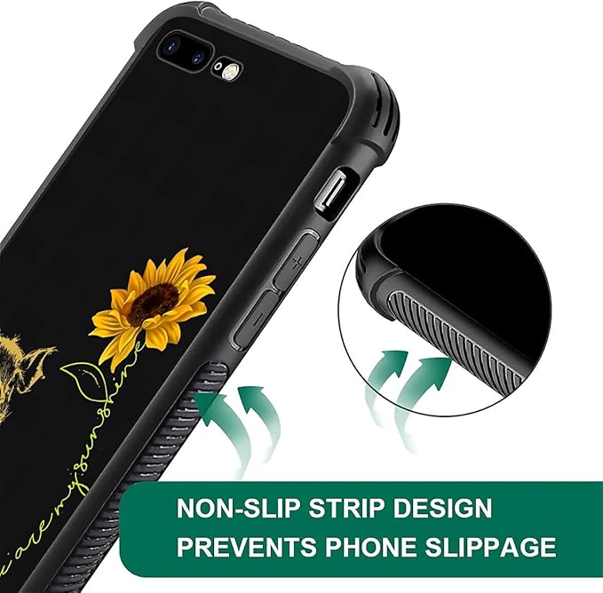 for iPhone 7/8 Case, Pig Sunflower Yellow Sunshine Pattern Made of Soft Silicone Hard Acrylic Shock Protection for iPhone 7/8