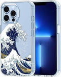 MOSNOVO Case for iPhone 13 Pro, [Buffertech 6.6ft Military-Grade Drop Protection] [Anti Peel Off Tech] Clear TPU Bumper Phone Case Cover Design - Great Wave