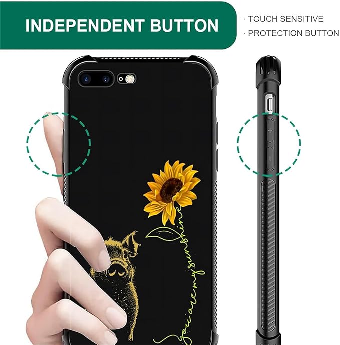 Case for iPhone 7 Plus/8 Plus, Soft Silicone Hard Acrylic Protection, Sunshine Pattern, Yellow