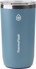 ThermoFlask Drinkware Beer Tumbler - Double-Wall Tumbler for Cold & Hot Drinks - Lightweight & Simple Drink Cup with Lid - Modern & Durable Drinking Cup - 16 oz, Dusty Blue