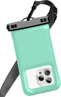 Floatable Soap Bubble Waterproof Phone Pouch/Case with Crossbody Lanyard for iPhone 17 Series 16 Pro Max/15 Pro/14/13/12, IP68 Cellphone Dry Bag Beach Cruise Ship Essentials, 1 Pack-Green-7″