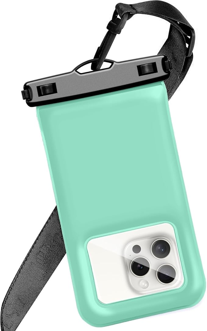 Floatable Soap Bubble Waterproof Phone Pouch/Case with Crossbody Lanyard for iPhone 17 Series 16 Pro Max/15 Pro/14/13/12, IP68 Cellphone Dry Bag Beach Cruise Ship Essentials, 1 Pack-Green-7″