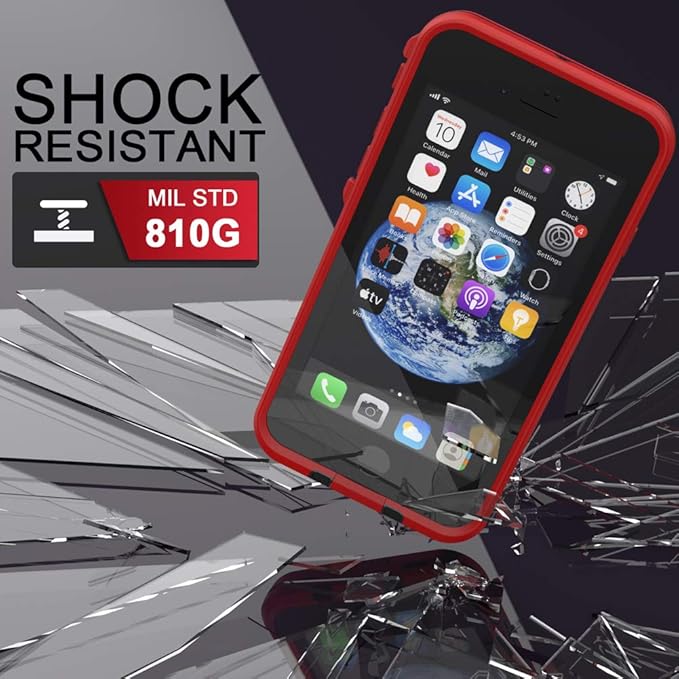 Diverbox for iPhone SE 2020/iPhone 8 Waterproof Case - Shockproof IP68 Full-Body with Screen Protector, Underwater 4.7" Cover (Bright red)
