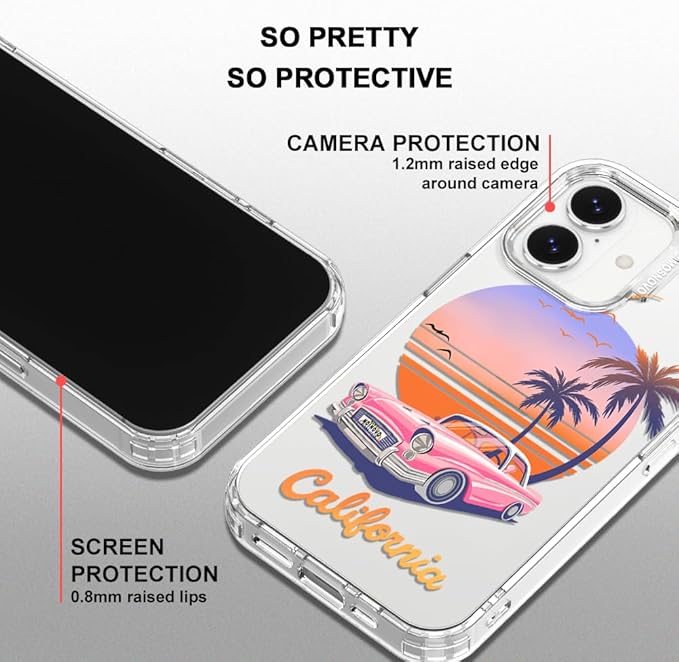 MOSNOVO for iPhone 17 Case, Shockproof Military-Grade Protection 6.6ft Drop Tested, Camera Control, Clear Phone Case for iPhone 17, Cali Cruise Design