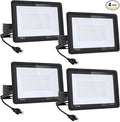4Pack-150W LED Flood Light Outdoor,16500lm LED Work Light with 6FT US Plug,IP66 Waterproof Exterior Security Lights,6000K Daylight White Outside Floodlights Slim design for Playground Yard Stadium