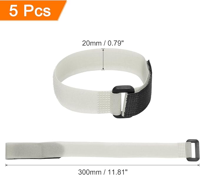 MECCANIXITY 5Pcs Reusable Battery Tie Down Straps,0.8x12" Grey Nylon Multipurpose Battery Hold Down Adjustable Cinch Strap Hook Loop Fastening Tie for Quadcopters FPV RC Drone Boat Car