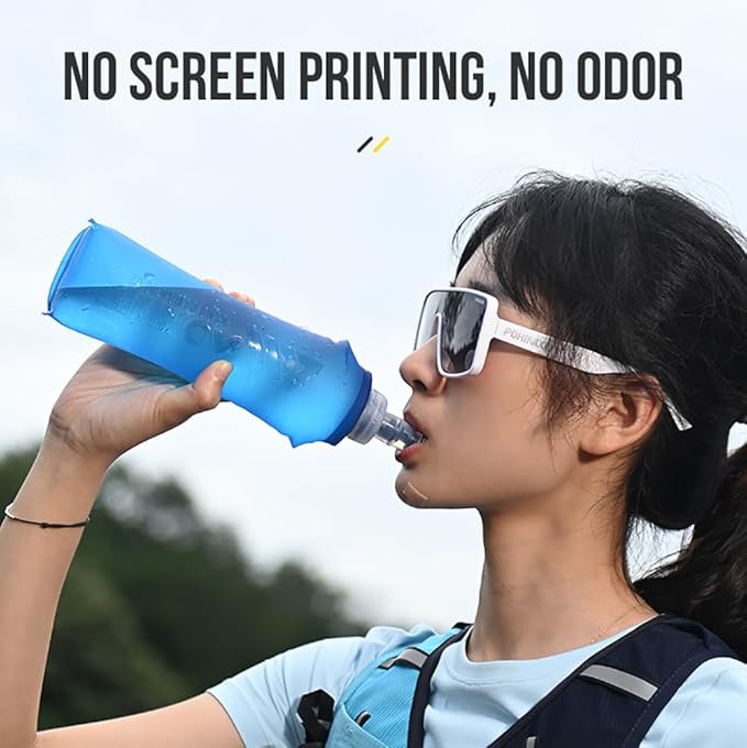 AONIJIE TPU Soft Flask Water Bottle Collapsible Running Flask for Hydration Pack, BPA Free, Wide Opening, for Outdoor Sports Hydration