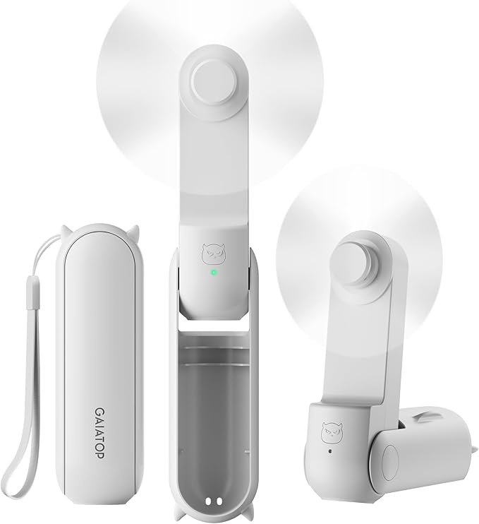Gaiatop Portable Handheld Fan, 3 in 1 Mini Fan Handheld [17h Max Cooling], Foldable Personal Fans Pocket Design, USB Travel Fans Portable, Lash Trip Summer Essential Cute Gifts for Women Girl, White