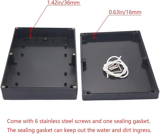 Project Box ABS Black Electrical Boxes IP65 Outdoor Waterproof Box Electronic Junction Box Power Enclosure with Cable Glands for DIY Project 10.35 x 7.17 x 2.36 inch (263x182x60mm)