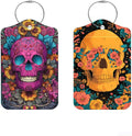 Cinco de Mayo Floral Skull Luggage Tags 2 Pcs, Mexican Fiesta Bag Tags for Luggage, Vibrant Travel Suitcase Name ID Identifiers, 2.83x4.53 Inch