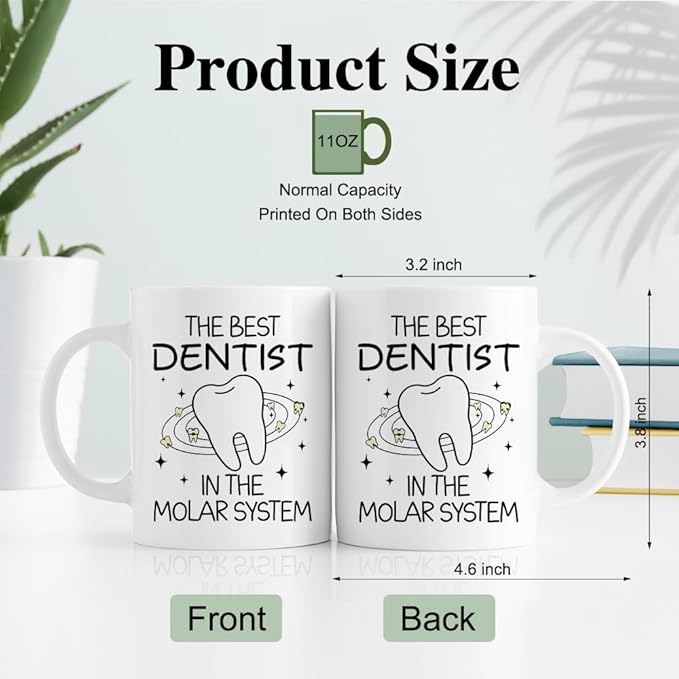 RZHV The Best Dentist, In The Molar System Funny Coffee Mug, Thank You Present for Dentists Nurses Dental Assistants Hygienist, Graduation Gifts for Dental School Students, National Dentists Day Gifts