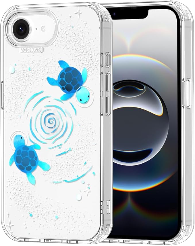 MOSNOVO for iPhone 17e Case/iPhone 16e Case, Shockproof Military-Grade Protection 6.6ft Drop Tested, Clear Phone Case for iPhone 16e / iPhone 17e, Space Turtle Design
