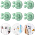 iBetterLife Adhesive Silicone Toothbrush Holder - 6Pcs Multi-Function Waterproof Wall Mounted Single Hook for Hanging Tooth Brushing, Utility Plug Holder for Bathroom Kitchen Living Room Office, Green
