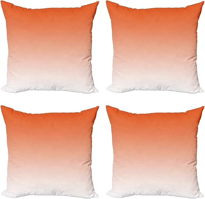 Ambesonne Ombre Decorative Throw Pillow Case Pack of 4, Scorching Sunset in The Hot Desert Inspired Dusk Orange Ombre Digital Art Design Print, Cushion Cover for Couch Living Room Car, 16", Orange