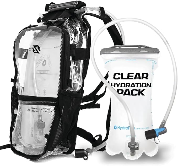 RAVERUNNER® Anti-Theft Hydration Backpack | Festival Approved Rave Backpack for Concert Goers, Leak-Free Festival Water Backpack for EDC, Rave Hydration Pack
