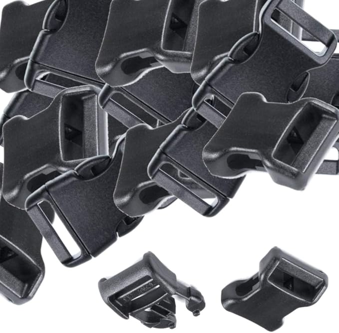 Black Plastic Side Release Buckles for Paracord Bracelets (3/4 Inch, 25 Pack)