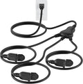 PLUGTUL 12FT Outdoor Extension Cord with Multiple Outlets, 1 to 3 Splitter Max 6FT End to Male Plug (Total 12FT) 16/3 SJTW Waterproof Power Cord for Halloween Christmas, ETL Listed, Black