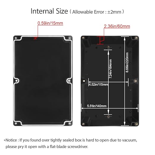 LeMotech Project Box ABS Plastic Junction Box IP65 Waterproof Hobby Box Electrical Boxes Universal Enclosure for Electronic Black 8.9X 5.7X 3.1 inch(230x150x85mm)（Pack of 1