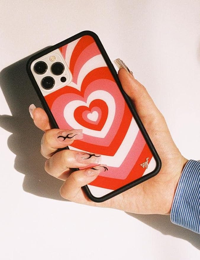 Wildflower Cases - Compatible with iPhone 13 Pro | Protective Black Bumper, 6.5ft Drop Test Certified, Women Owned Small Business | Ombre, Pink, Heart, Trendy, Cute | Peppermint Latte Love Case
