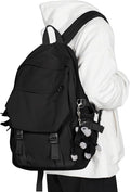 coowoz School Backpack for Men Women College Bookbag Waterproof Lightweight Black Backpack Mochilas Book Bag Rucksack Casual Daypack School Bag for Boys Girls