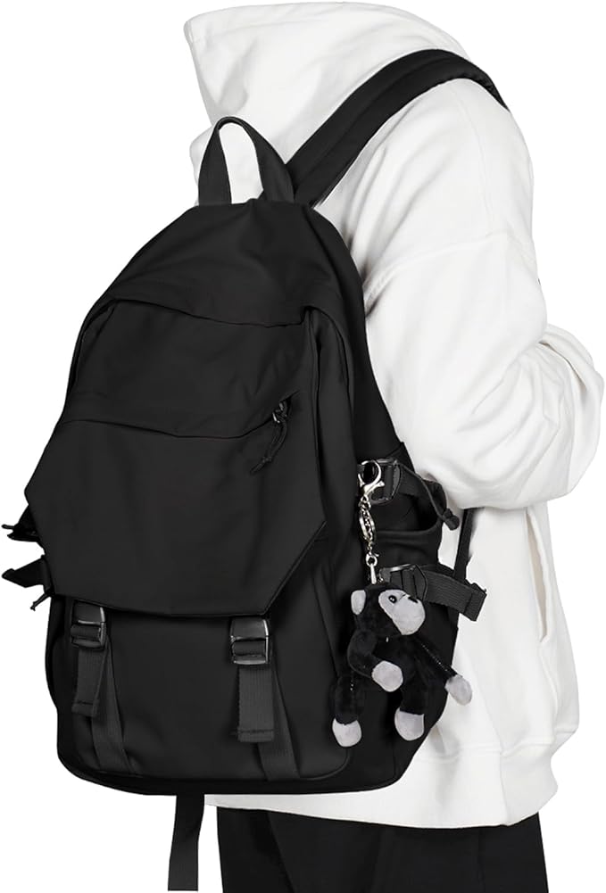 coowoz School Backpack for Men Women College Bookbag Waterproof Lightweight Black Backpack Mochilas Book Bag Rucksack Casual Daypack School Bag for Boys Girls