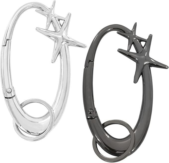 2PCS Star Carabiner, Shiny Y2K Cute Carabiner, Cool, Simple Alloy Material, Suitable for Men and Women, Suitable for Wallet and Gift